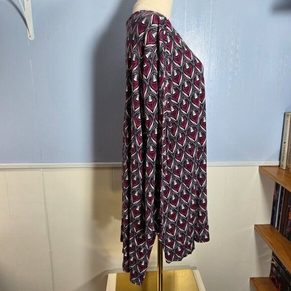 Cato 26/28 Pinky Maroon Black Print Criss Cross Longsleeve Casual Top - Picture 4 of 11